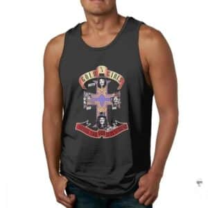 Gold N' Girls Guns N' Roses Gothic Cross Head Black Men's Tank Top