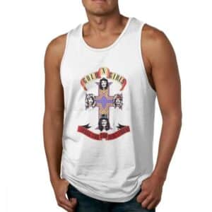 Gold N' Girls Guns N' Roses Gothic Cross Head White Men's Tank Top