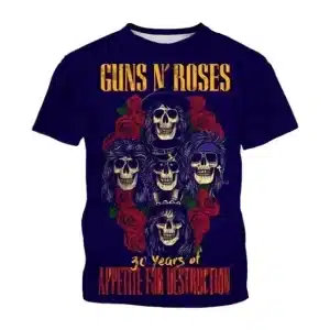 Guns N' Roses 30th Anniversary Navy Skull Art Unisex T-Shirt