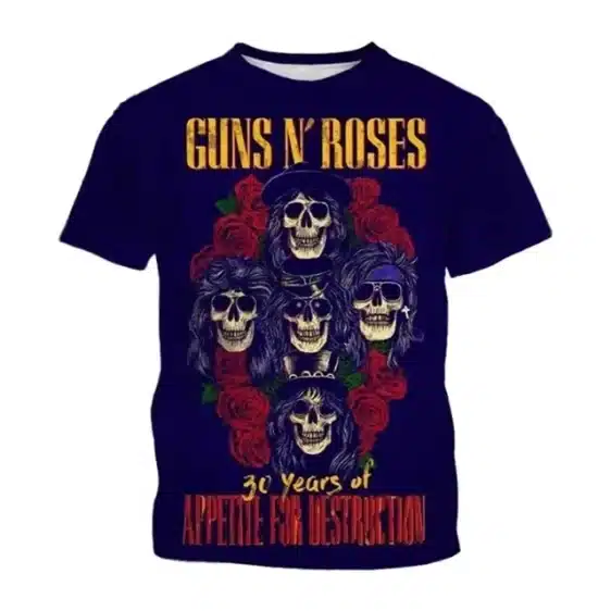 Guns N' Roses 30th Anniversary Navy Skull Art Unisex T-Shirt