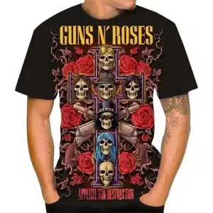 Guns N' Roses Appetite for Destruction Skull Roses Men's T-Shirt