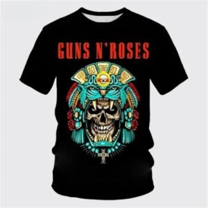 Guns N' Roses Aztec Skull Warrior Blue Graphic Unisex T-Shirt