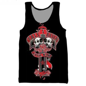 Guns N' Roses Civil War Skull Cross Red Banner Unisex Tank Top