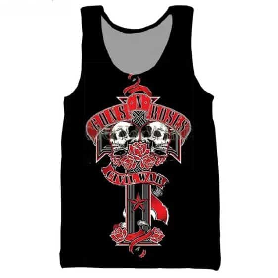 Guns N' Roses Civil War Skull Cross Red Banner Unisex Tank Top