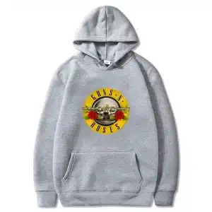 Guns N' Roses Classic Flower Pistol Logo Gray Unisex Hoodie