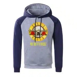 Guns N' Roses Classic We're F'N Back! Logo Gray and Navy Hoodie