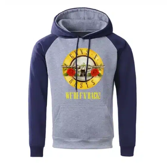 Guns N' Roses Classic We're F'N Back! Logo Gray and Navy Hoodie