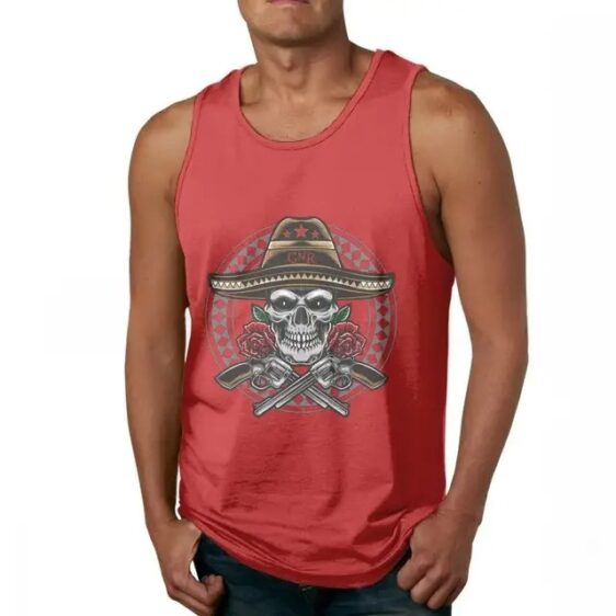 Guns N' Roses Cowboy Sombrero Skull Logo Red Men's Tank Top