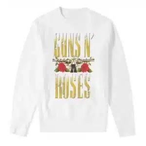 Guns N' Roses Distressed Yellow Logo White Uninsex Sweatshirt