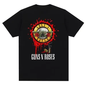 Guns N' Roses Dripping Blood Logo Bullet Gunshot Unisex T-Shirt