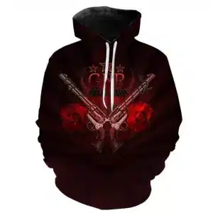 Guns N' Roses Dual Pistols Crimson Red Graphic Unisex Hoodie