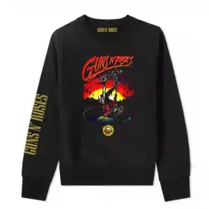 Guns N' Roses Fiery Sunset Skater Skull Black Unisex Sweatshirt