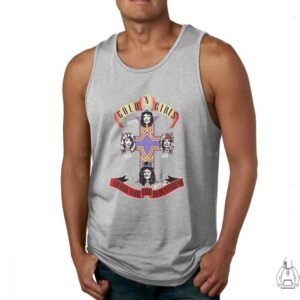 Guns N' Roses Gold N' Girls Gothic Cross Head Gray Men's Tank Top