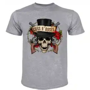 Guns N' Roses Gray Skull & Guns Ring Thorns Logo Unisex T-Shirt