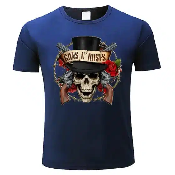 Guns N' Roses Gray Skull & Guns Ring Thorns Logo Unisex T-Shirt