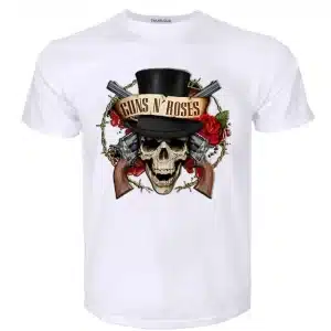 Guns N' Roses Gray Skull & Guns Ring Thorns Logo Unisex T-Shirt