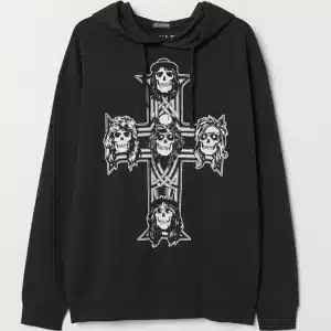 Guns N' Roses Members Skull Cross Graphic Black Unisex Hoodie