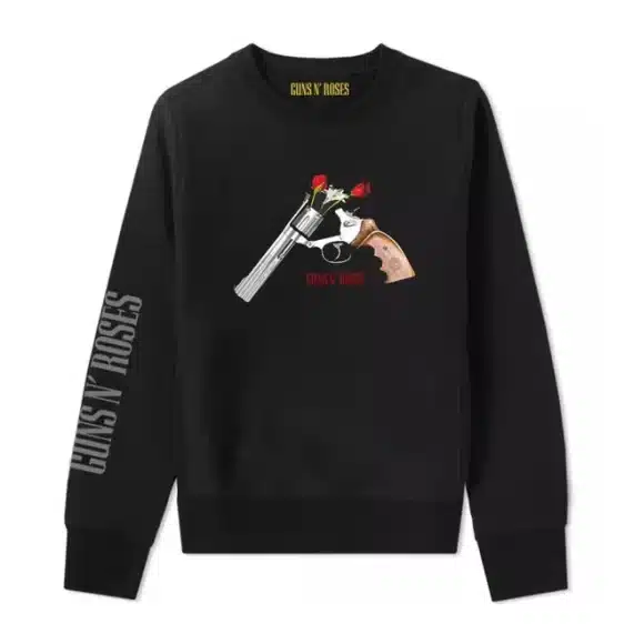 Guns N' Roses Minimalist Revolver and Roses Icon Unisex Sweatshirt