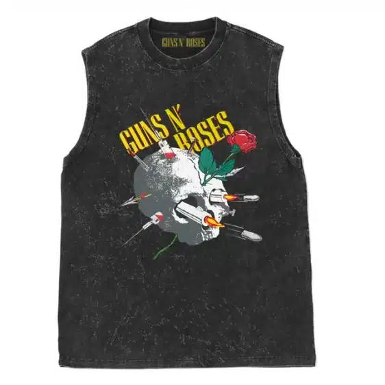 Guns N' Roses Pierced Skull Candle Rose Graphic Unisex Tank Top