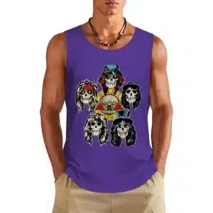 Guns N' Roses Skull Band Icons Print Purple Men's Tank Top