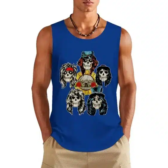 Guns N' Roses Skull Band Member Icons Royal Blue Men's Tank Top