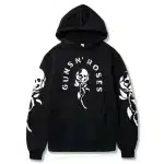 Guns N' Roses Skull Rose Flower Sleeve Black Unisex Hoodie