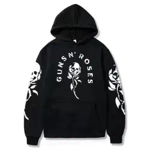 Guns N' Roses Skull Rose Flower Sleeve Black Unisex Hoodie