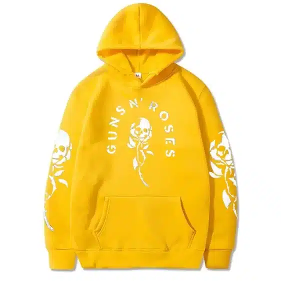 Guns N' Roses Skull Rose Flower Vibrant Yellow Unisex Hoodie