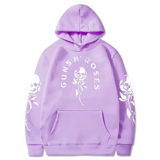 Guns N' Roses Skull & Rose Sleeve Lavender Unisex Hoodie