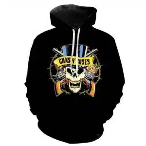 Guns N' Roses Skull Top Hat Cartoon Design Unisex Hoodie