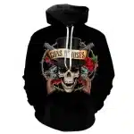 Guns N' Roses Skull Top Hat Revolvers Black Unisex Hoodie
