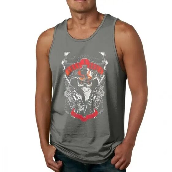 Guns N' Roses Smoking Skull Bandit Charcoal Gray Men's Tank Top