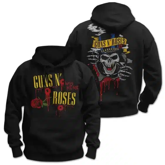 Guns N' Roses Was Here Bloody Rose Skeleton Drip Unisex Hoodie