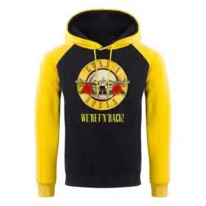 Guns N' Roses We're F'N Back! Logo Black and Yellow Unisex Hoodie