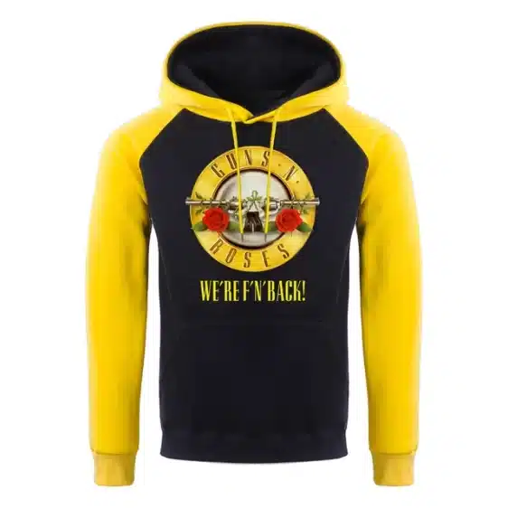 Guns N' Roses We're F'N Back! Logo Black and Yellow Unisex Hoodie