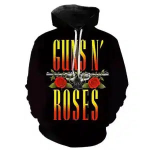 Rock Band Guns N' Roses Bold Fiery Logo Black Unisex Hoodie