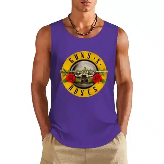 Rock Band Guns N' Roses Classic Yellow Logo Purple Men's Tank Top