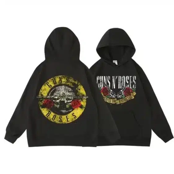 Rock Band Guns N' Roses Distressed Logo Skull Unisex Hoodie