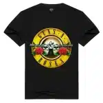 Rock Band Guns N' Roses Gold Plate Logo Black Unisex T-shirt