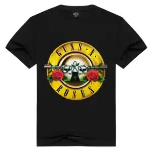 Rock Band Guns N' Roses Gold Plate Logo Black Unisex T-shirt