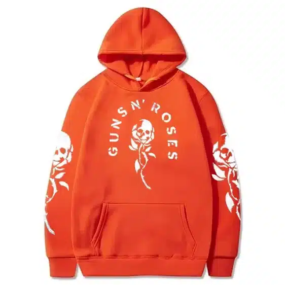 Rock Band Guns N' Roses Skull Rose Flower Orange Unisex Hoodie