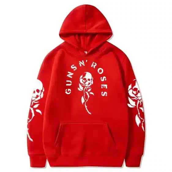 Rock Band Guns N' Roses Skull Rose Flower Red Unisex Hoodie