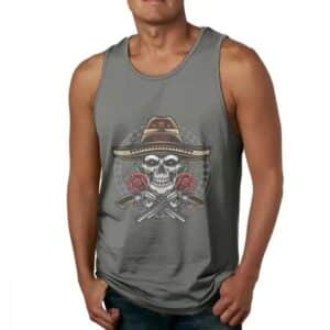 Rock Band Guns N' Roses Sombrero Skull Dark Gray Men's Tank Top