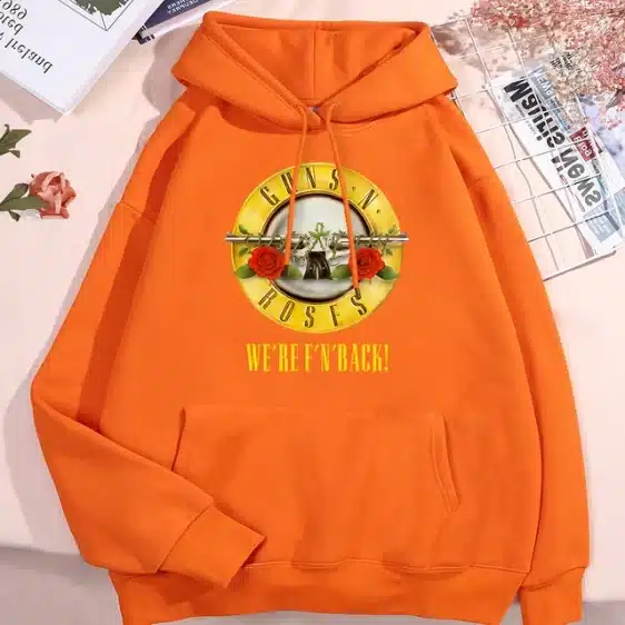 Vibrant Guns N' Roses We're F'N Back! Logo Orange Unisex Hoodie