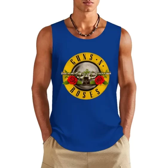 Vibrant Royal Blue Guns N' Roses Iconic Logo Print Men's Tank Top