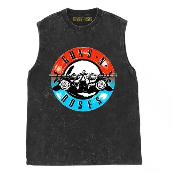 Vintage Black Guns N' Roses Red & Blue Logo Skull Unisex Tank Top