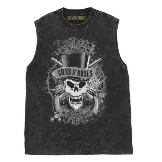 Vintage Black Guns N' Roses Skull & Top Hat Gothic Unisex Tank Top