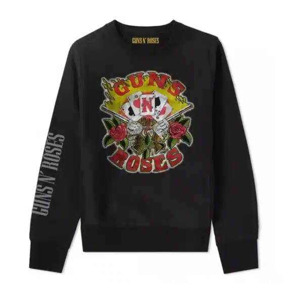 Vintage Guns N' Roses Poker Card Pistols Graphic Unisex Sweatshirt