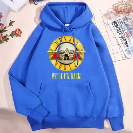 We're F'N Back! Guns N' Roses Logo Blue Unisex Hoodie