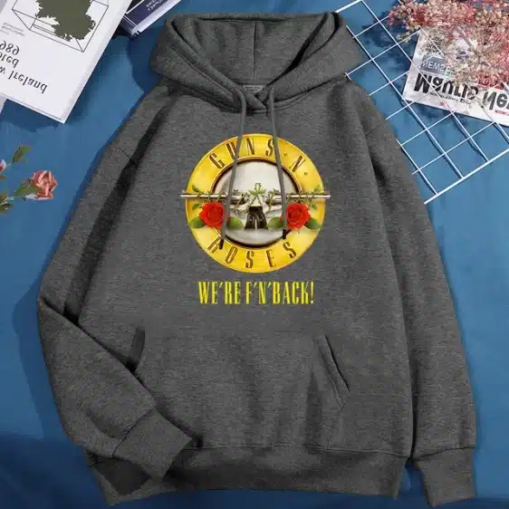 We're F'N Back! Guns N' Roses Logo Dark Gray Unisex Hoodie